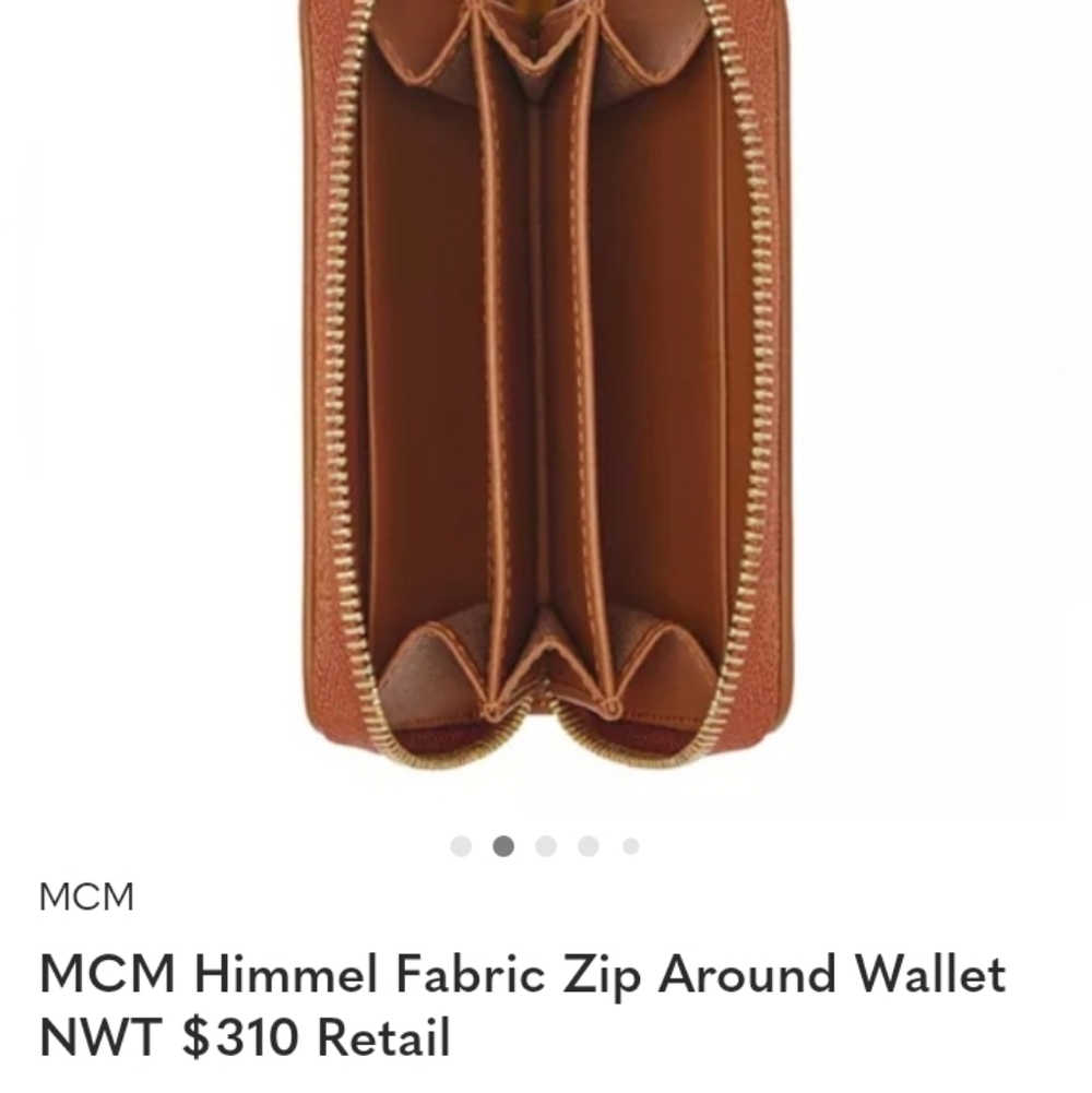 MCM Himmel Fabric Zip Around Brown Wallet New $310 Retail - Picture 3 of 5